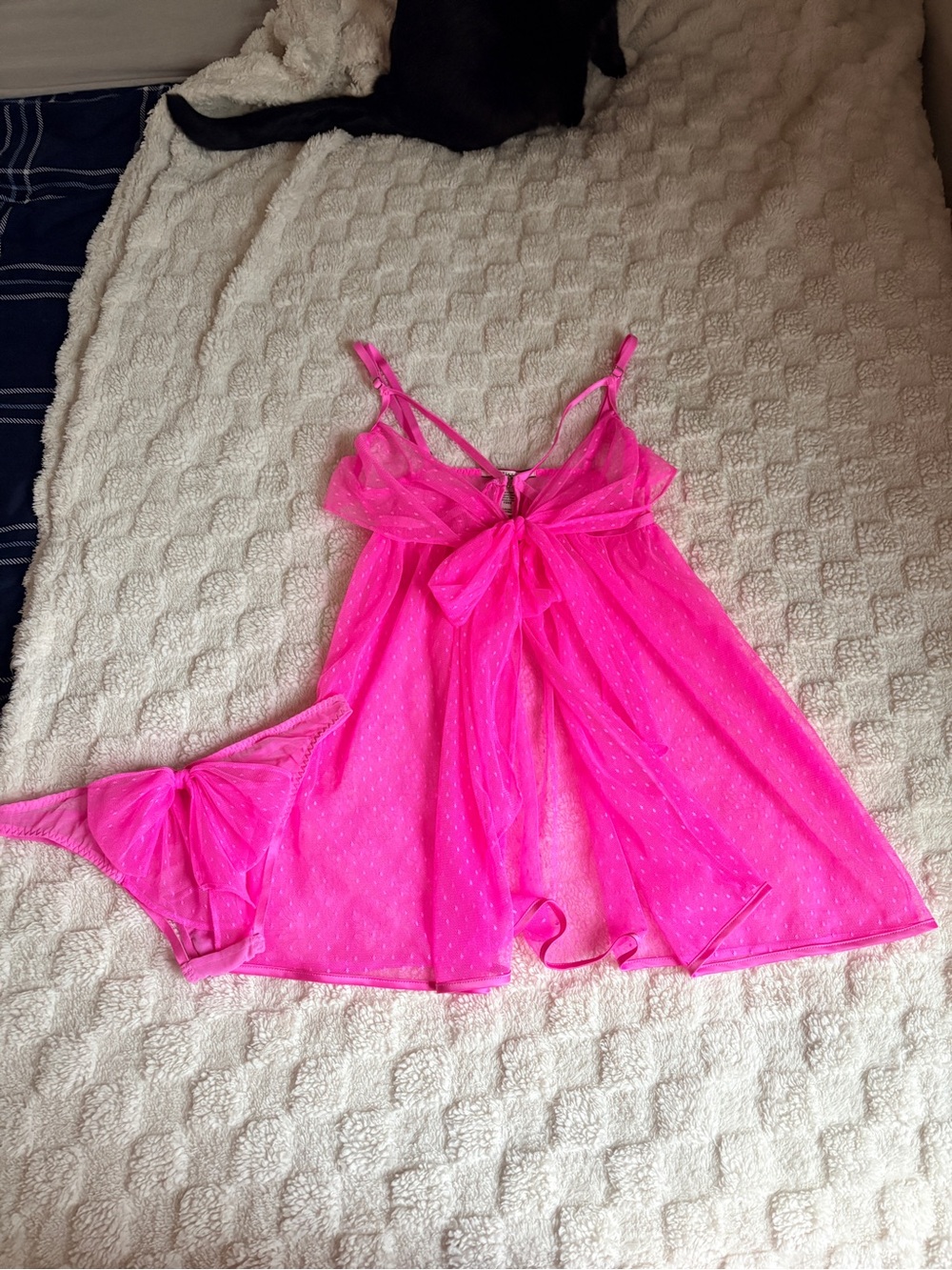 Victoria's Secret Hot Pink Sheer Babydoll with Matching Panty